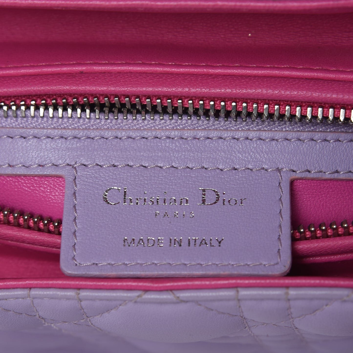 Lambskin Cannage Medium Bi-Color Lady Dior Pink Purple