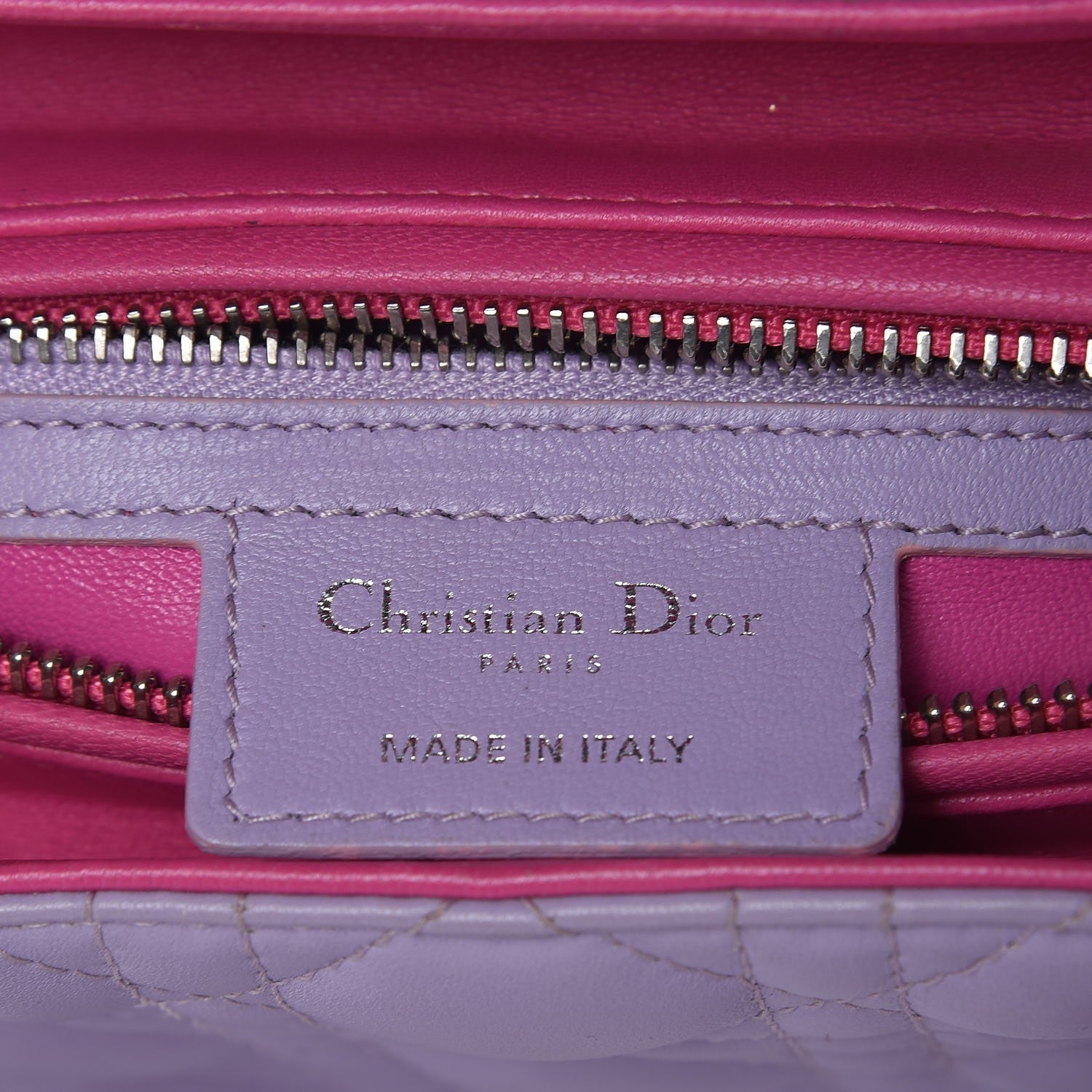 Christian Dior Lambskin Cannage Medium Bi-Color Lady Dior Pink Purple 7 of 17