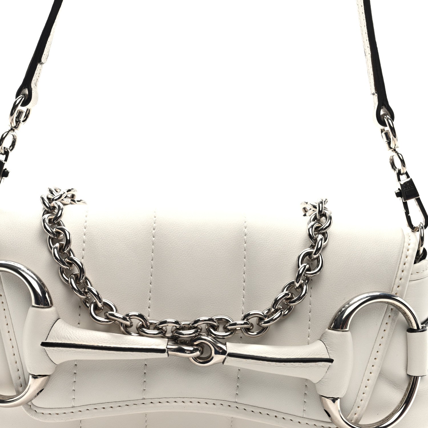 Gucci Nappa Vertical Matelasse Small Maxi Horsebit Chain Shoulder Bag Great White 8 of 10