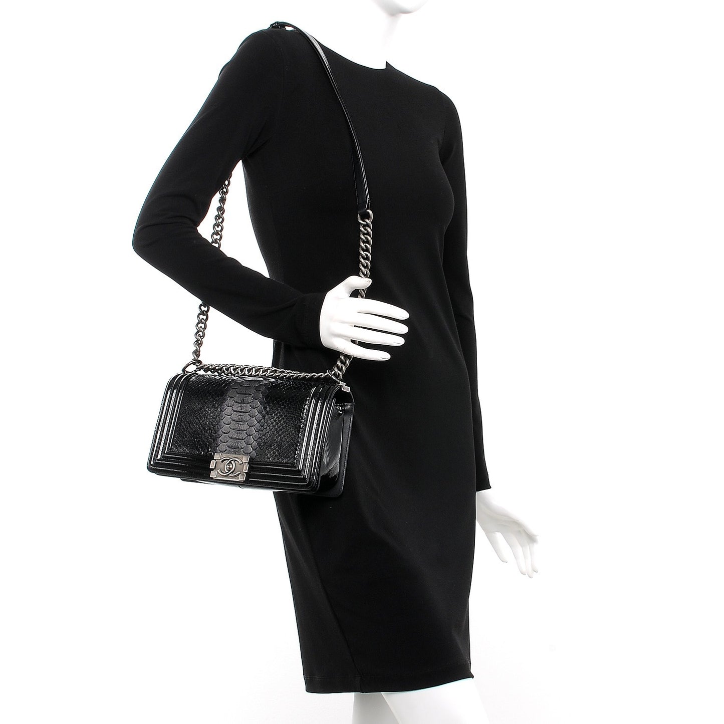 Python Patent Small Boy Flap Black