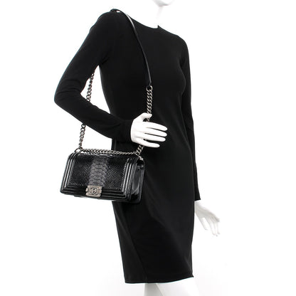 Chanel Python Patent Small Boy Flap Black 2 of 11