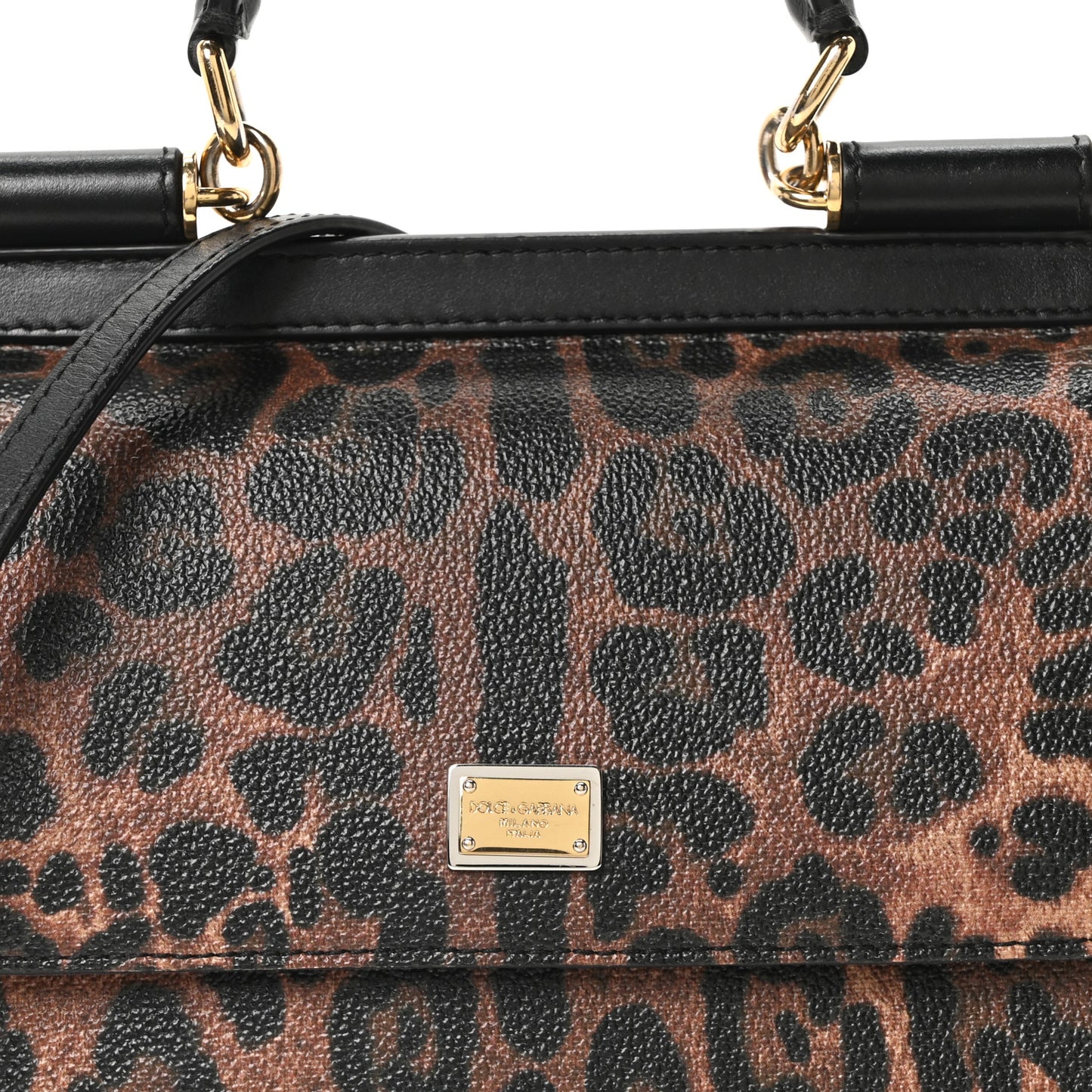 Dauphine Leopard Print Small Miss Sicily Satchel Black