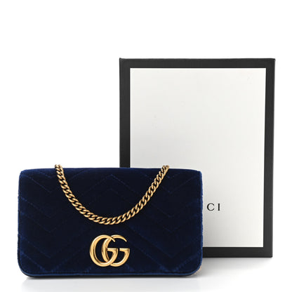 Gucci Velvet Matelasse GG Marmont Mini Bag Cobalt Blue 10 of 10