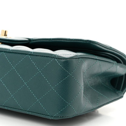 Chanel Caviar Quilted Medium Double Flap Dark Green 10 of 10
