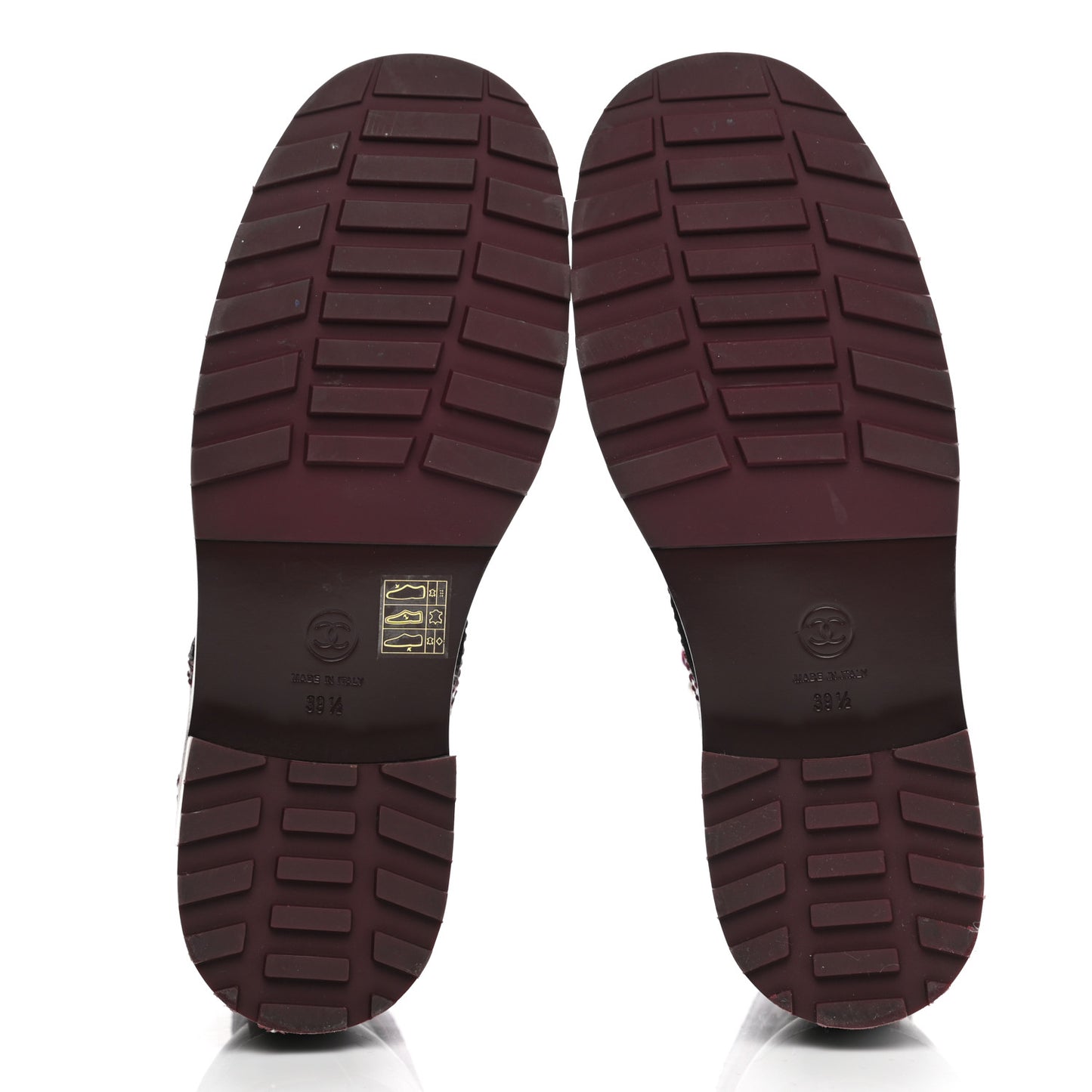 Calfskin Velvet Pearl Combat Short Boots 39.5 Burgundy
