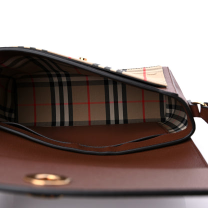 Burberry Calfskin Vintage Check Note Crossbody Bag Tan 5 of 9