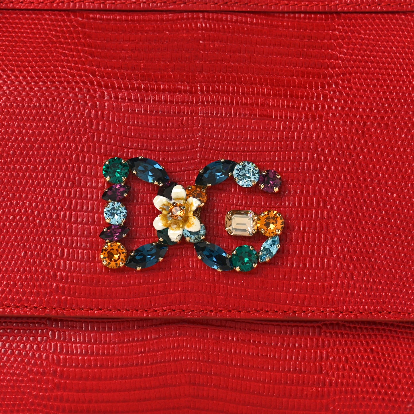 Stampa Iguana Crystal Small Miss Sicily Satchel Red