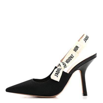 Christian Dior Technical Canvas Ribbon J Adior Slingback 100mm Pumps 37.5 Black 1 of 9