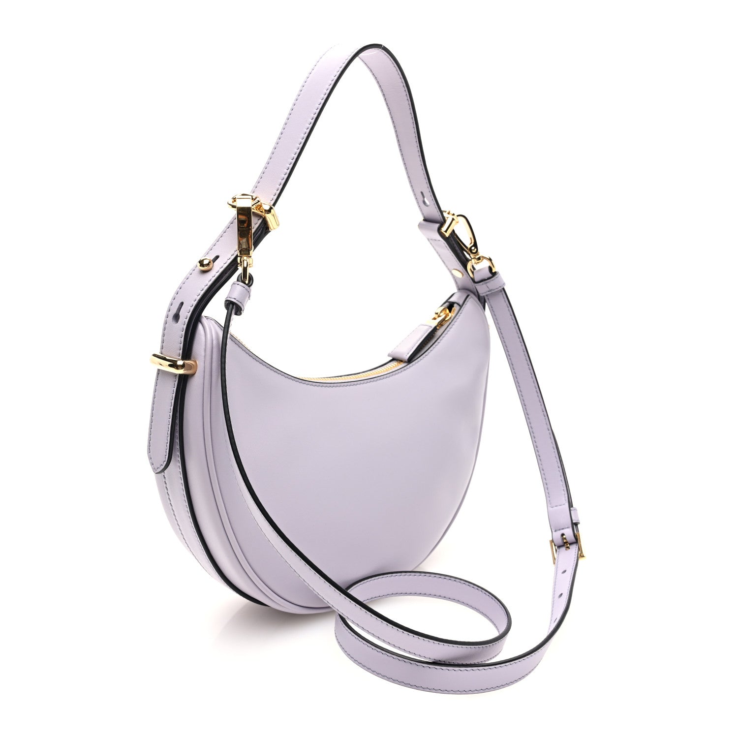 Prada Soft Calfskin Arque Shoulder Bag Glicine 3 of 9