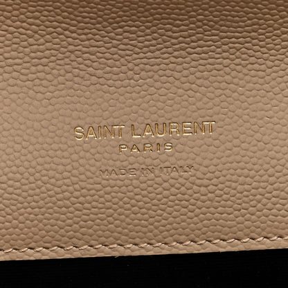 Saint Laurent Grain De Poudre Textured Mixed Matelasse Triquilt Monogram Clutch Dark Beige 6 of 6