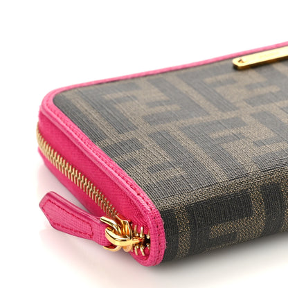 Fendi Zucca Spalmati Vitello Elite Zip Around Wallet Tobacco Ciclamino 7 of 8