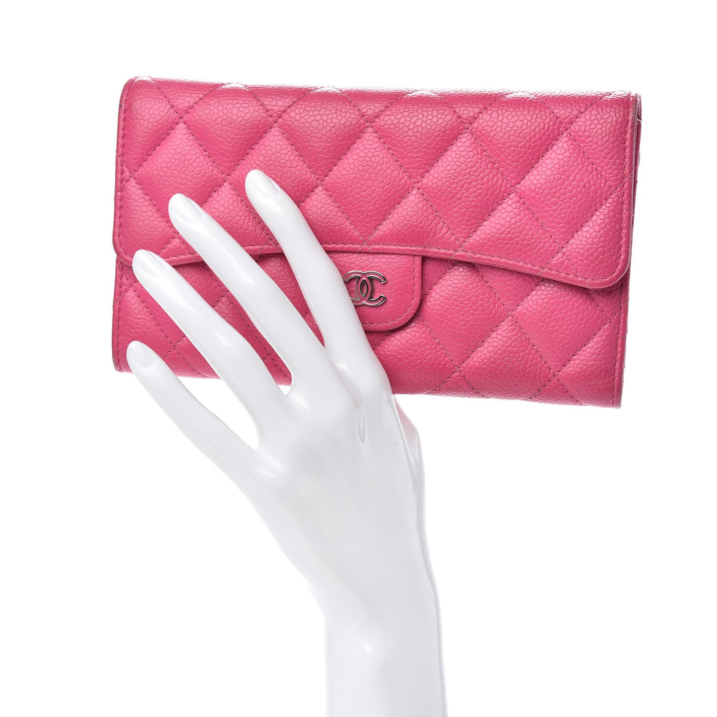 Caviar Quilted Large Flap Wallet Pink