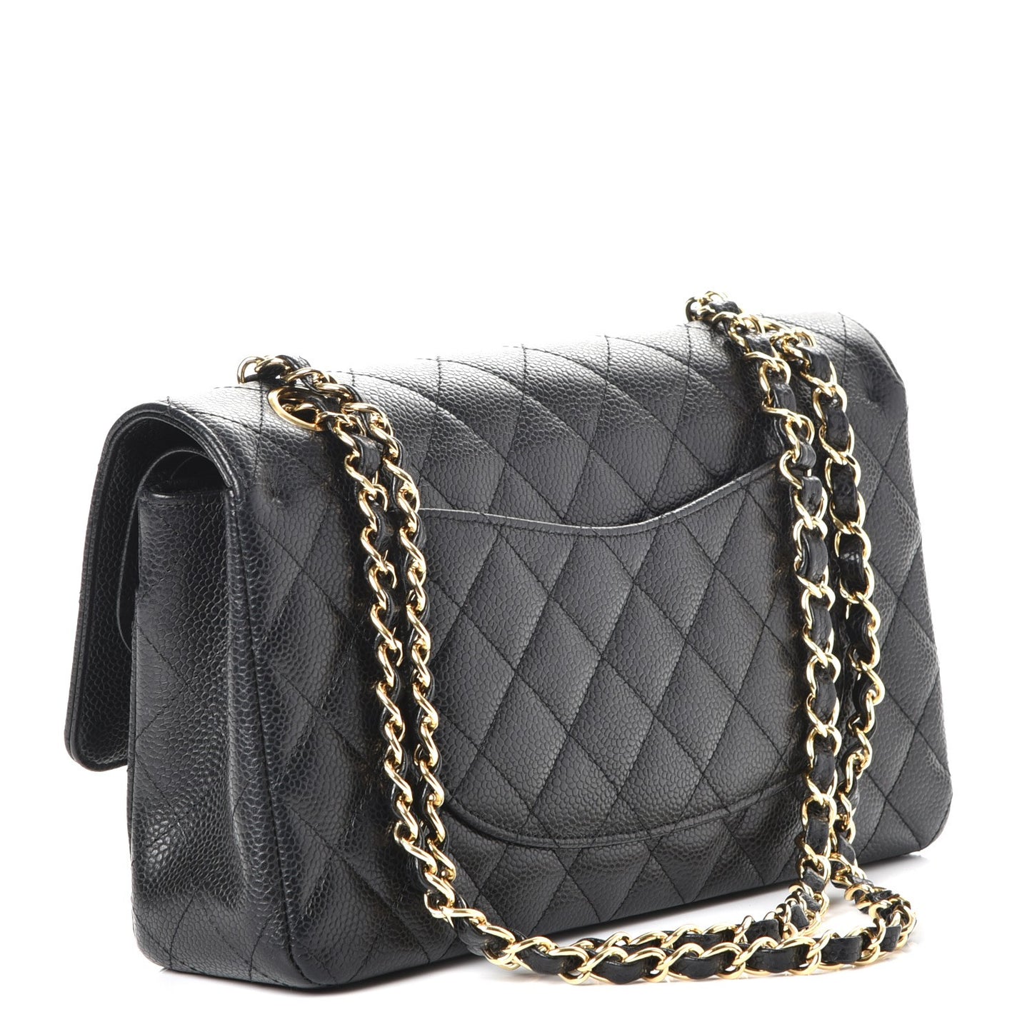 Caviar Quilted Medium Double Flap Black