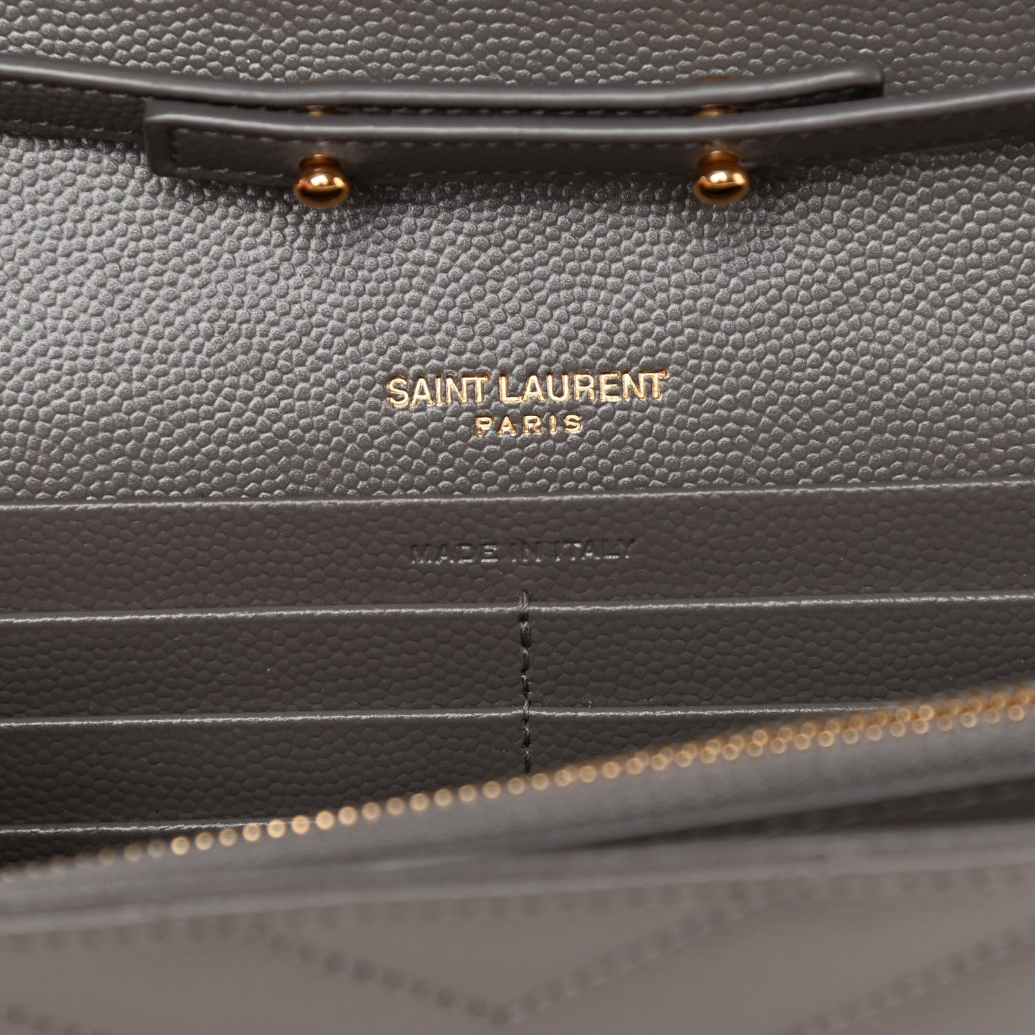 Saint Laurent Grain De Poudre Matelasse Chevron Monogram Chain Wallet Fog 6 of 12
