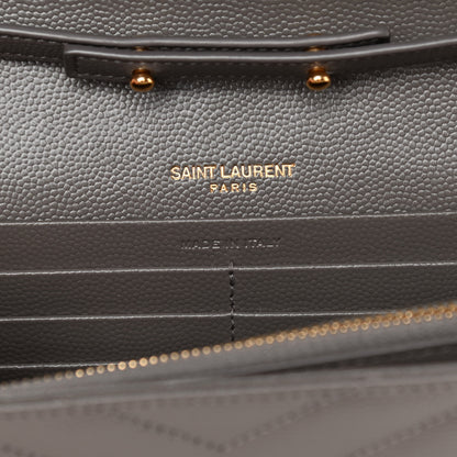 Saint Laurent Grain De Poudre Matelasse Chevron Monogram Chain Wallet Fog 6 of 12