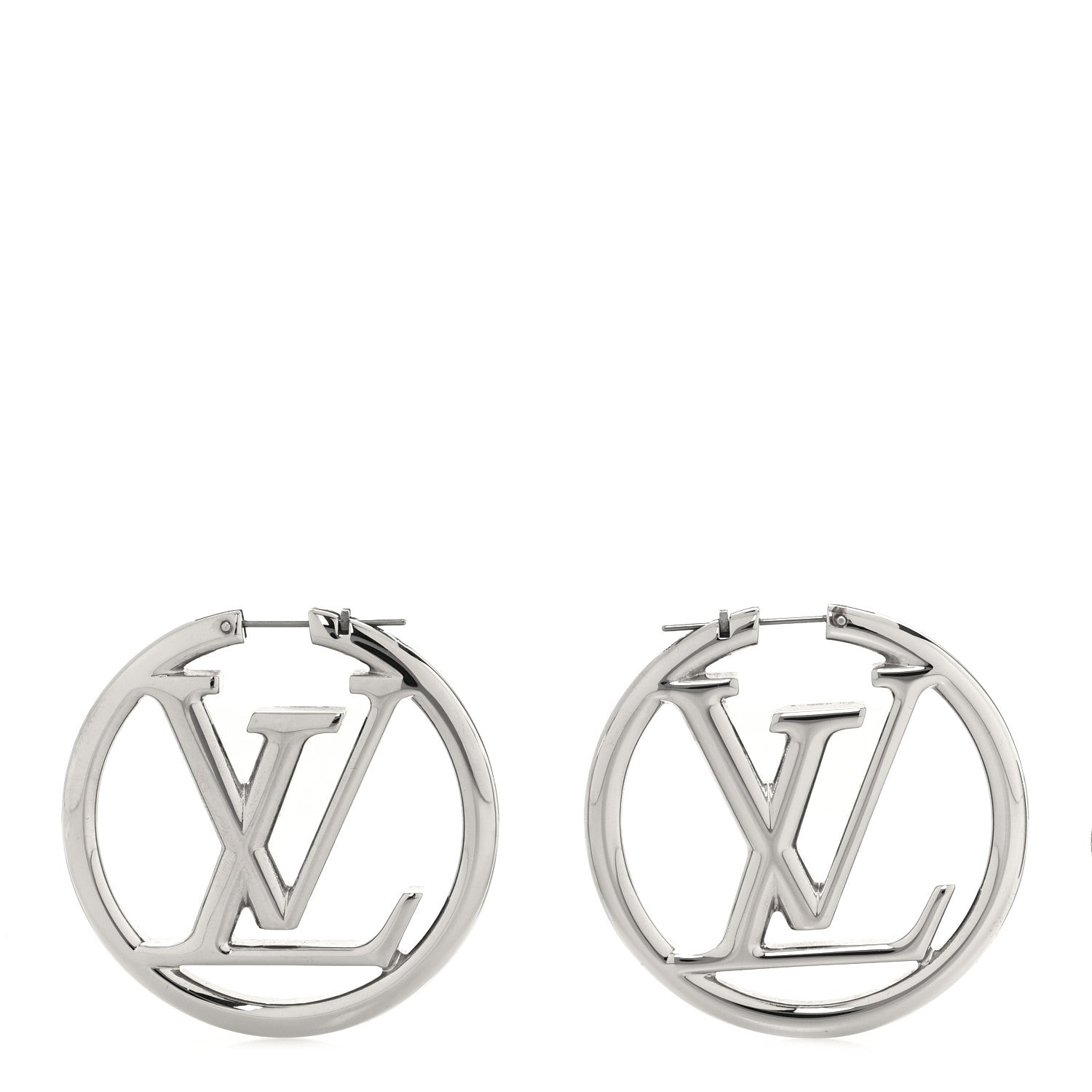 Louis Vuitton Palladium Louise Hoop Earrings Silver 1 of 4