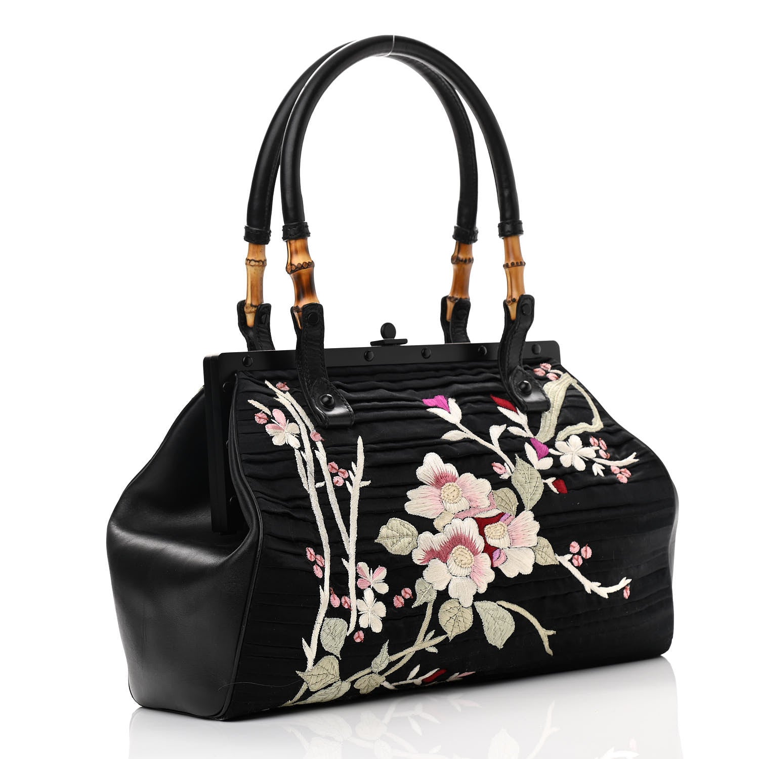 Gucci Silk Embroidered Tom Ford Japanese Flower Bag Black 3 of 14