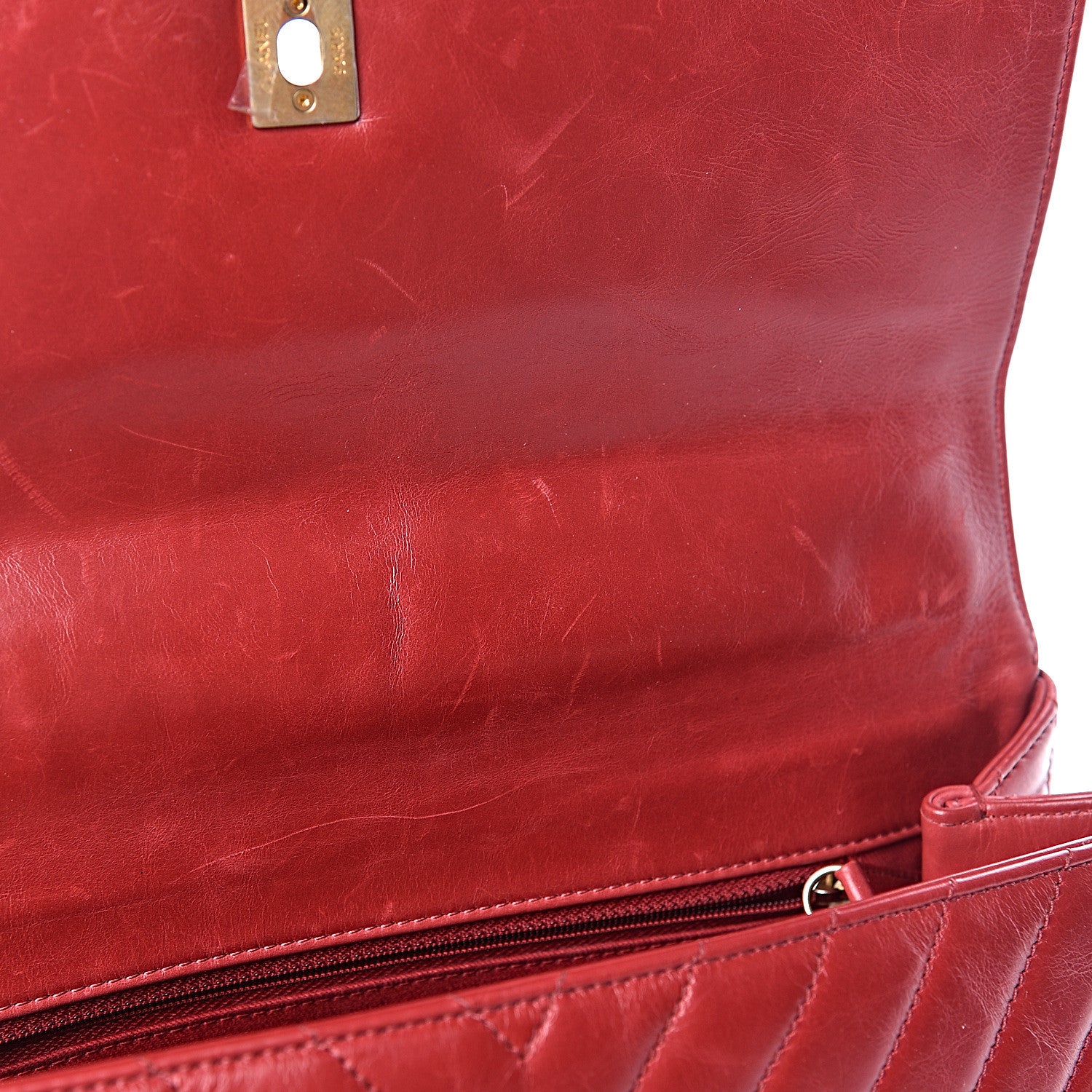 Chanel Calfskin Chevron Quilted Large Coco Handle Flap Red 12 of 15
