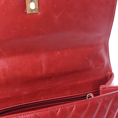 Chanel Calfskin Chevron Quilted Large Coco Handle Flap Red 12 of 15