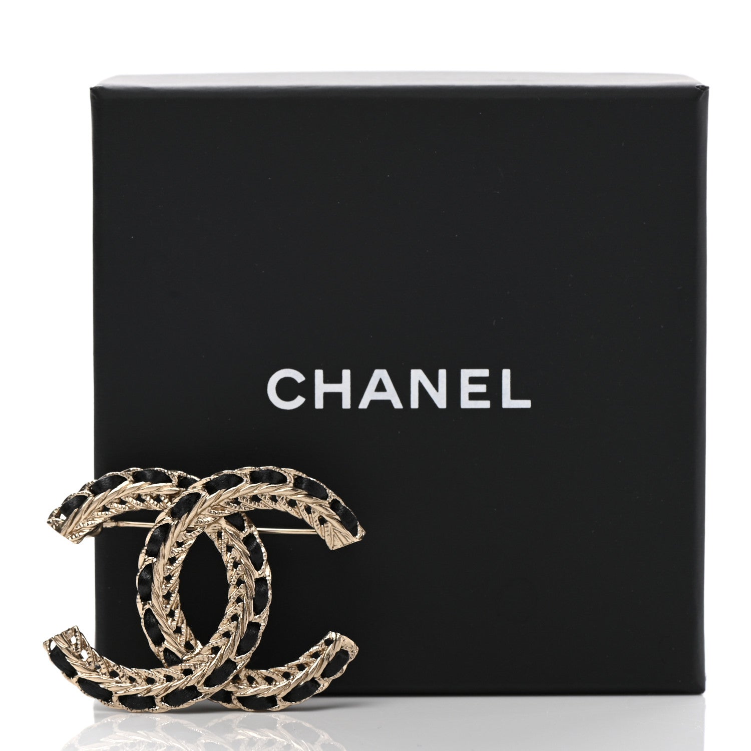 Chanel Lambskin Chain CC Brooch Black Gold 5 of 5