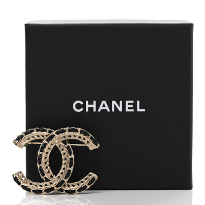 Chanel Lambskin Chain CC Brooch Black Gold 5 of 5