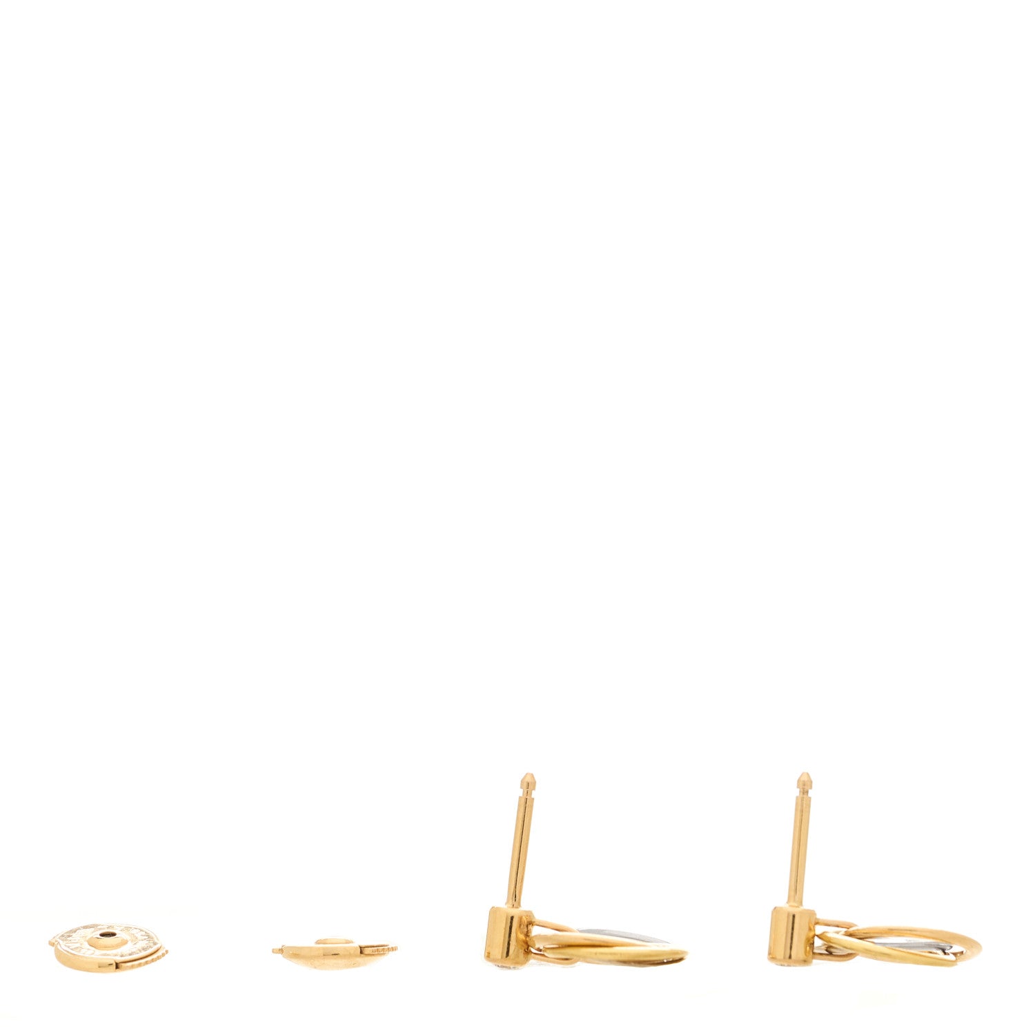 Cartier 18K Pink Yellow White Gold Diamond Trinity Drop Earrings 3 of 5