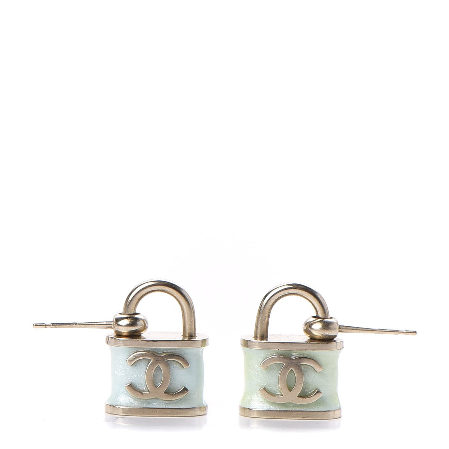 Resin Glitter Padlock CC Drop Earrings Blue Gold