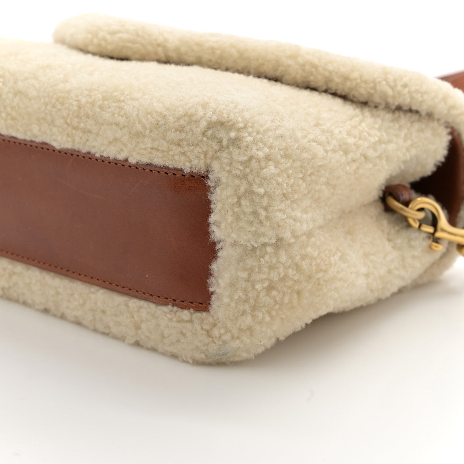 Saint Laurent Shearling Toy Loulou Shoulder Bag Natural 10 of 12