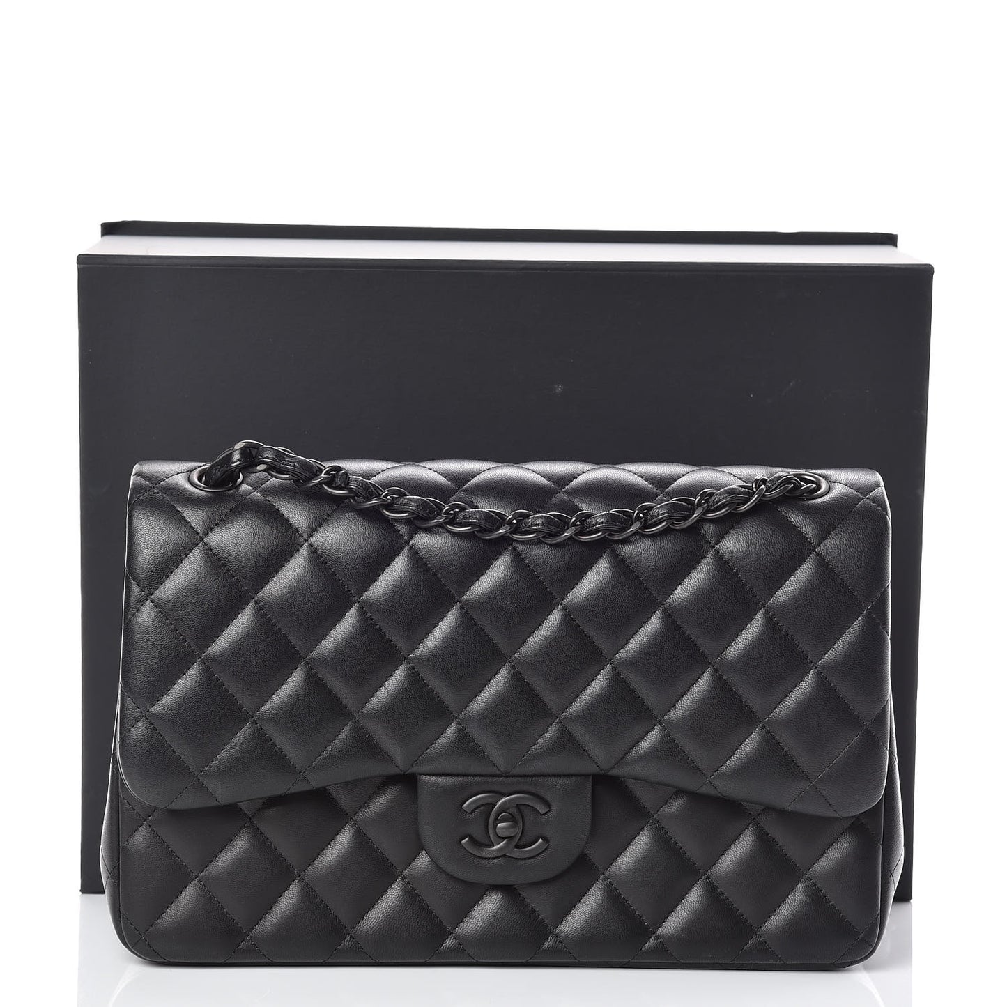 Lambskin Quilted Jumbo Double Flap So Black