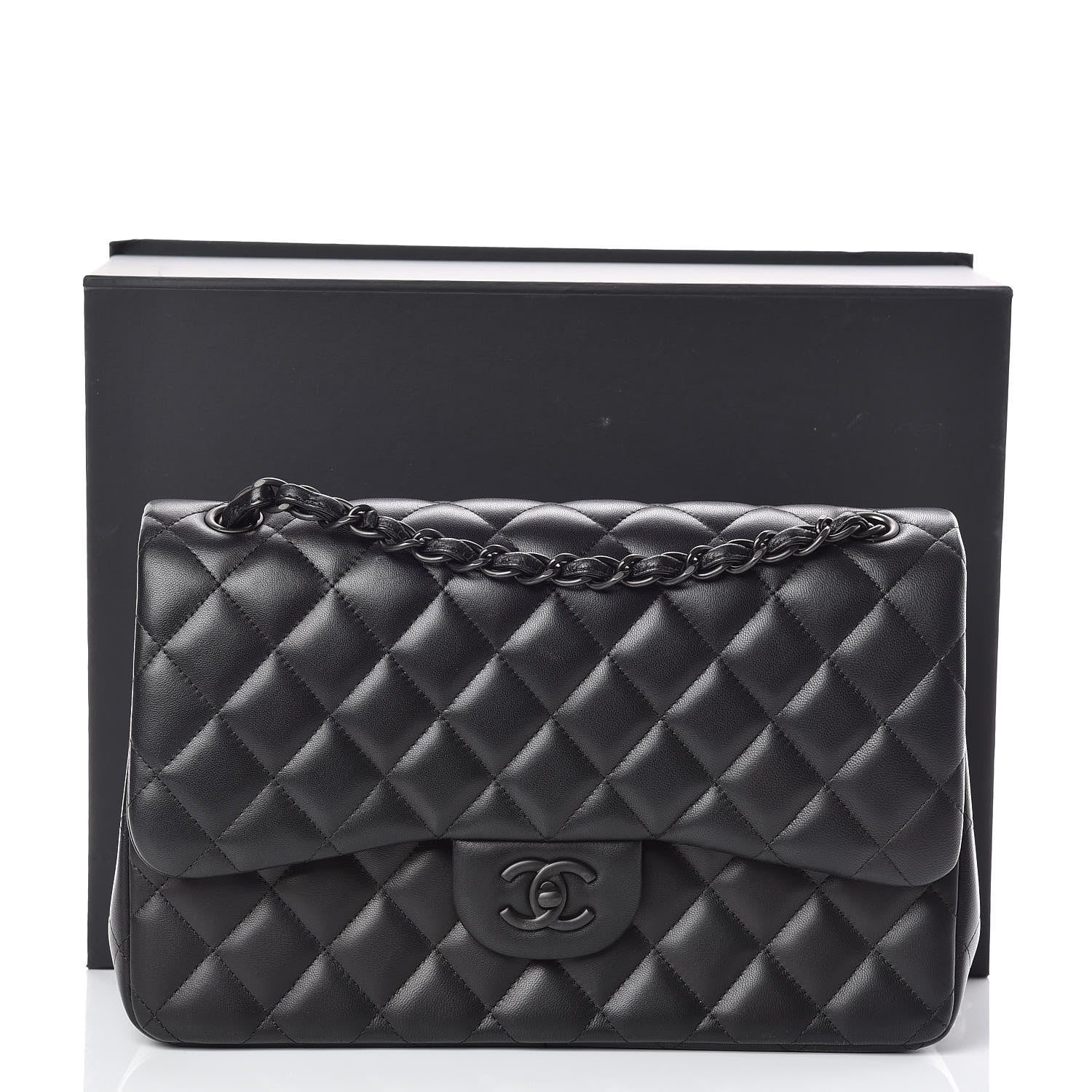 Chanel Lambskin Quilted Jumbo Double Flap So Black 25 of 25