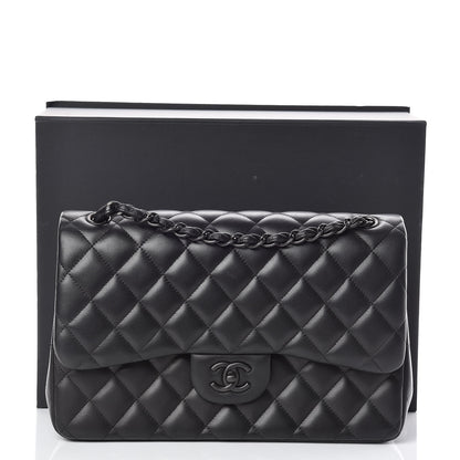 Chanel Lambskin Quilted Jumbo Double Flap So Black 25 of 25
