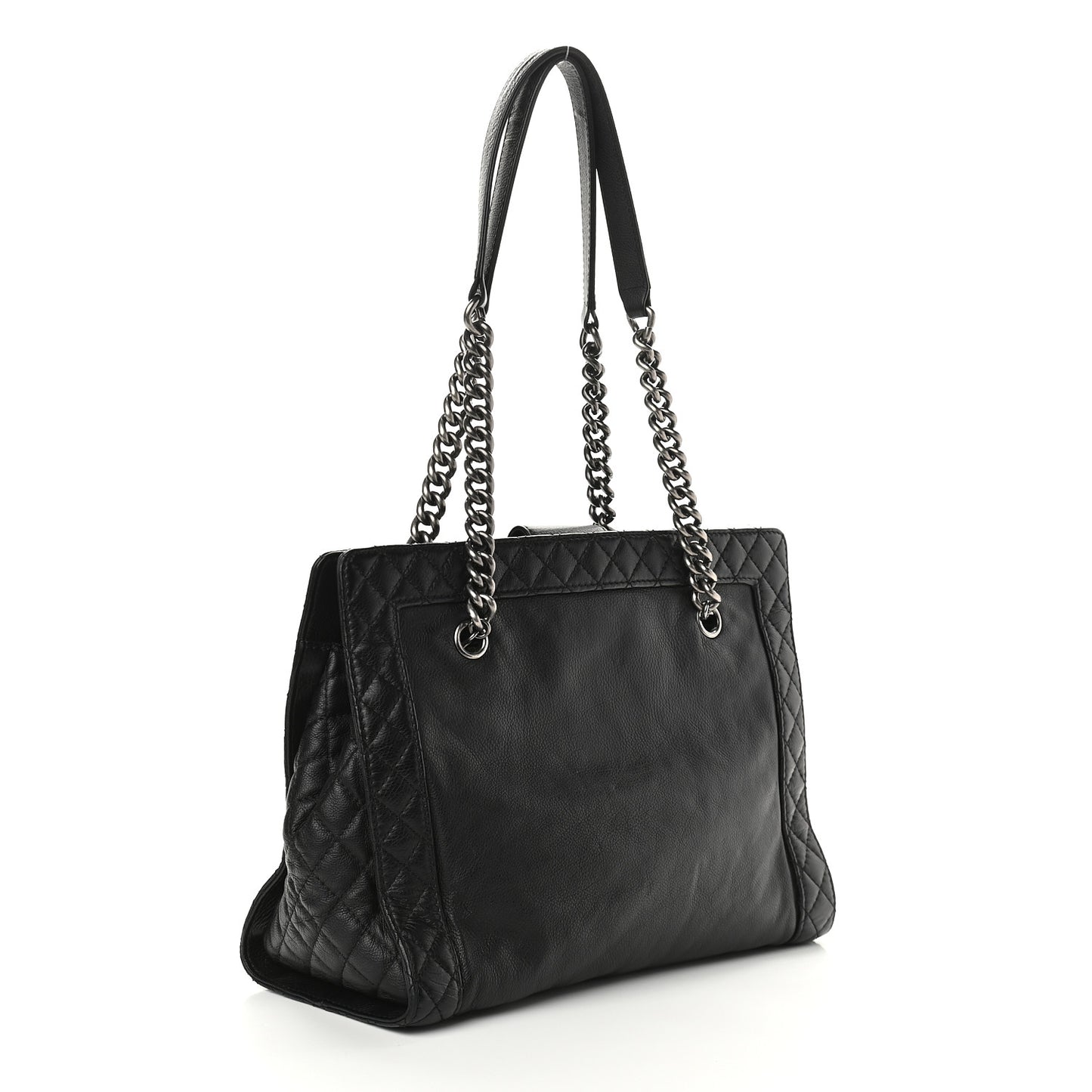 Calfskin Boy Reverso Shopping Tote Black