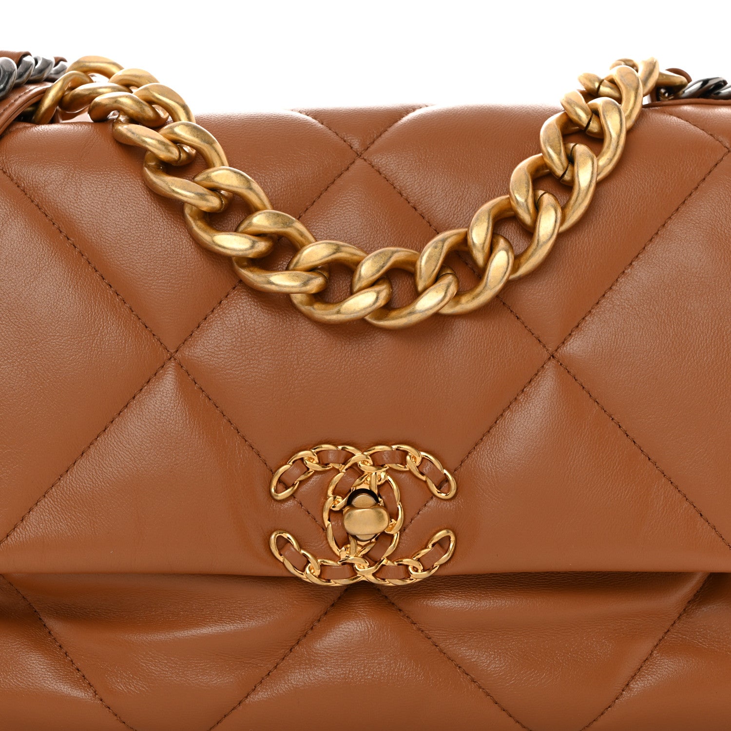 Chanel Lambskin Quilted Large Chanel 19 Flap Brown 8 of 10