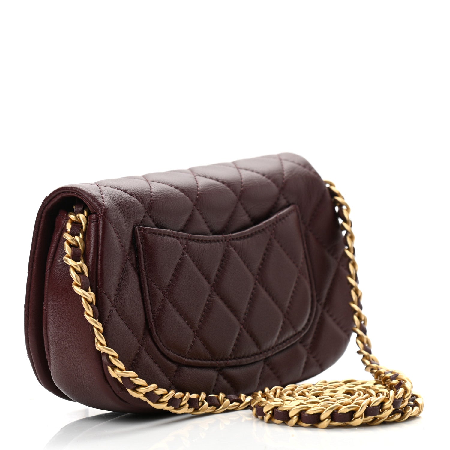 Chanel Calfskin Quilted Coco Mail Clutch With Chain Burgundy 3 of 12