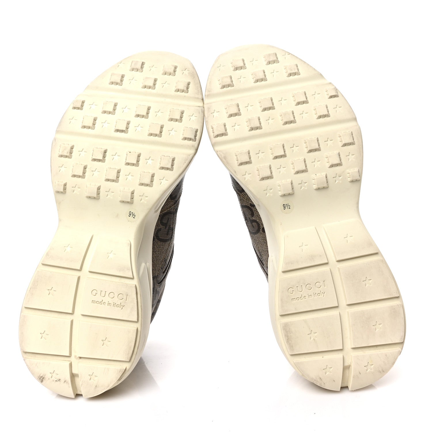 Gucci Maxi GG Supreme Monogram Gucci 100 Mens Rhyton Sneakers 9.5 Beige Ebony 6 of 8