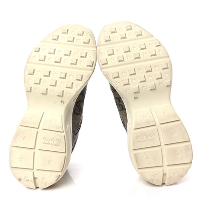 Gucci Maxi GG Supreme Monogram Gucci 100 Mens Rhyton Sneakers 9.5 Beige Ebony 6 of 8