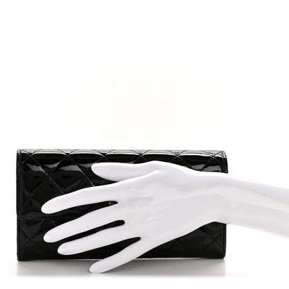 Chanel Patent Quilted Large Brilliant Flap Wallet Black 2 of 13
