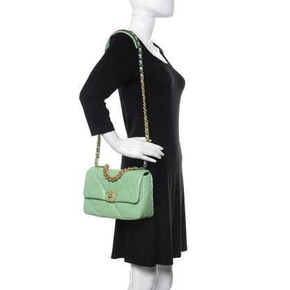 Chanel Goatskin Quilted Medium 19 Flap Light Green 2 of 12