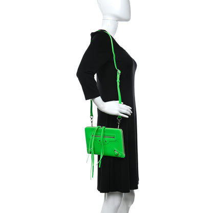 Balenciaga Grained Calfskin Neo Classic Silver Hardware Zip Around Crossbody Fluo Green 2 of 10