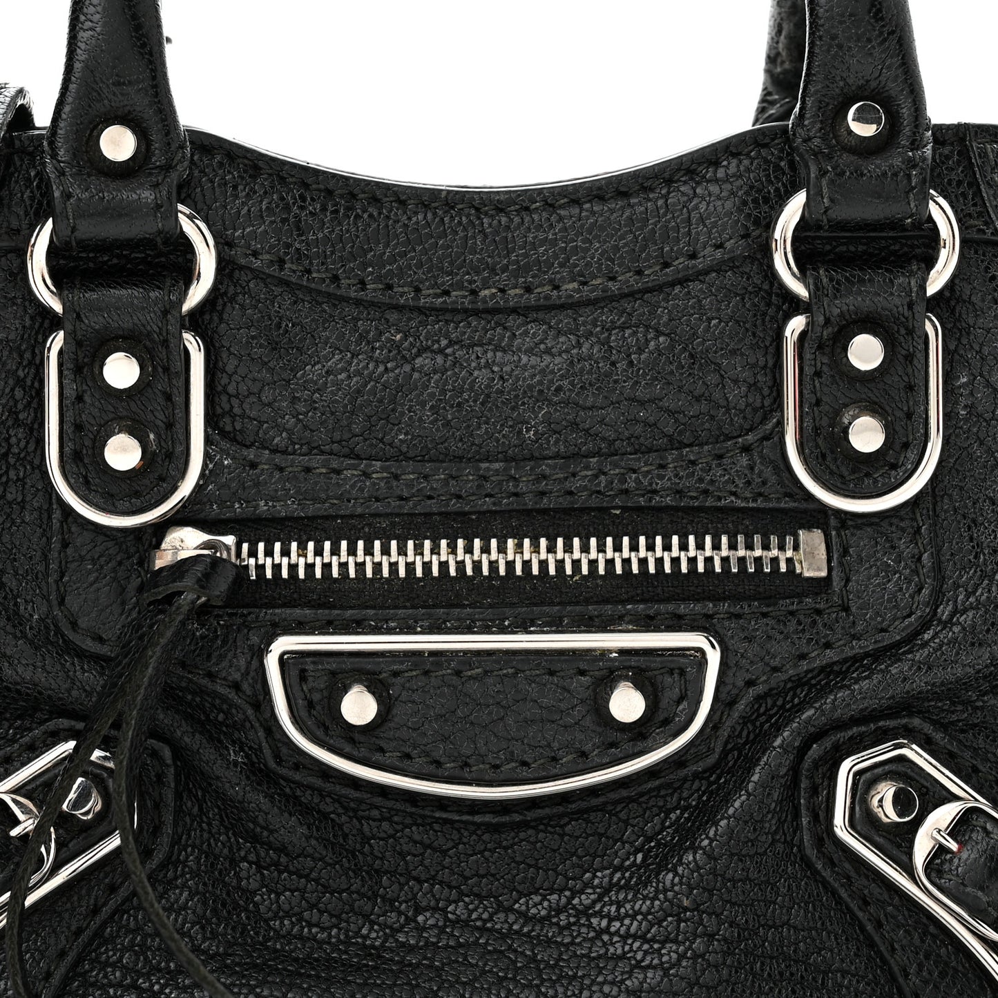 Chevre Silver Metallic Edge Hardware Nano City Black