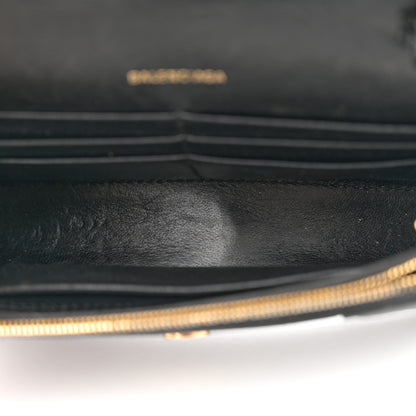 Balenciaga Shiny Calfskin Crocodile Embossed Hourglass Chain Bag Black 5 of 12