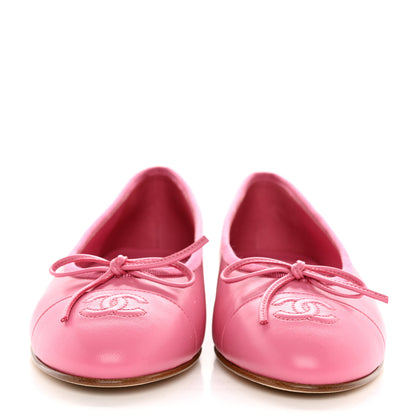 Chanel Lambskin Cap Toe CC Ballerina Flats 37 Pink 2 of 13