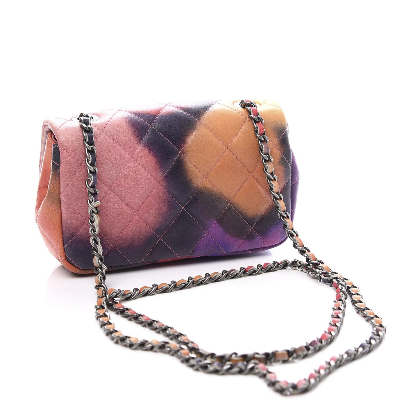 Lambskin Quilted Extra Mini Flower Power Flap Multicolor