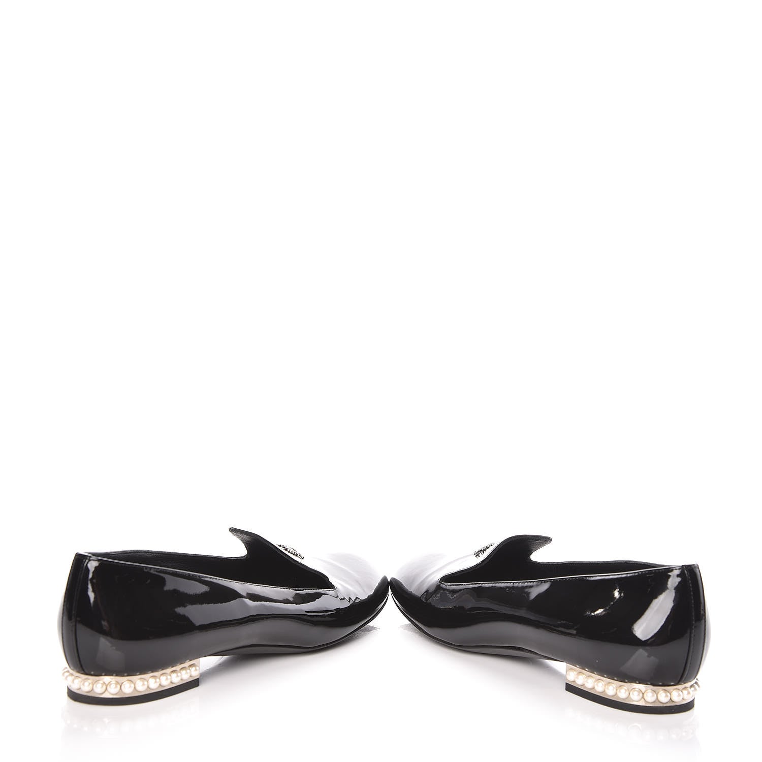 Chanel Patent Calfskin Pearl CC Oxfords 37.5 Black 6 of 10