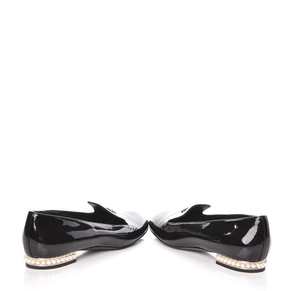 Chanel Patent Calfskin Pearl CC Oxfords 37.5 Black 6 of 10