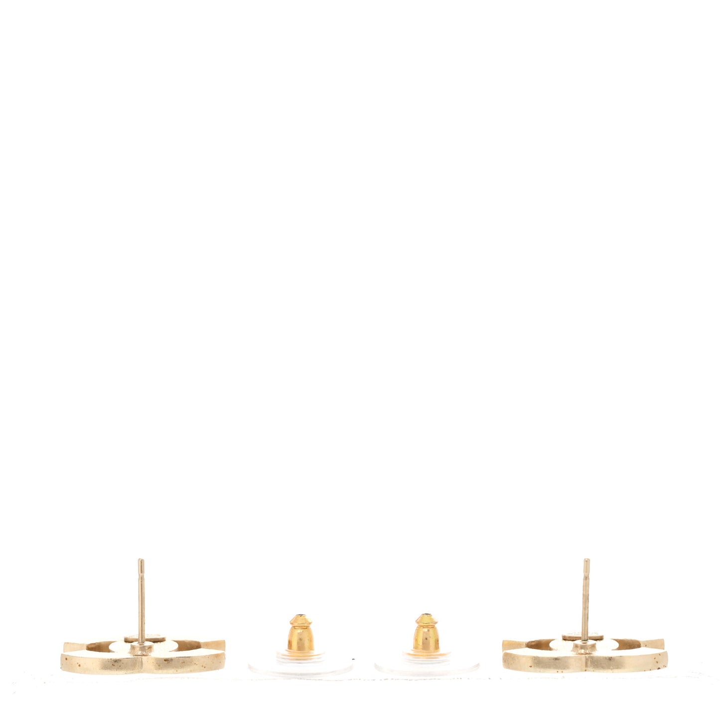 Enamel Striped CC Earrings Pink White Gold