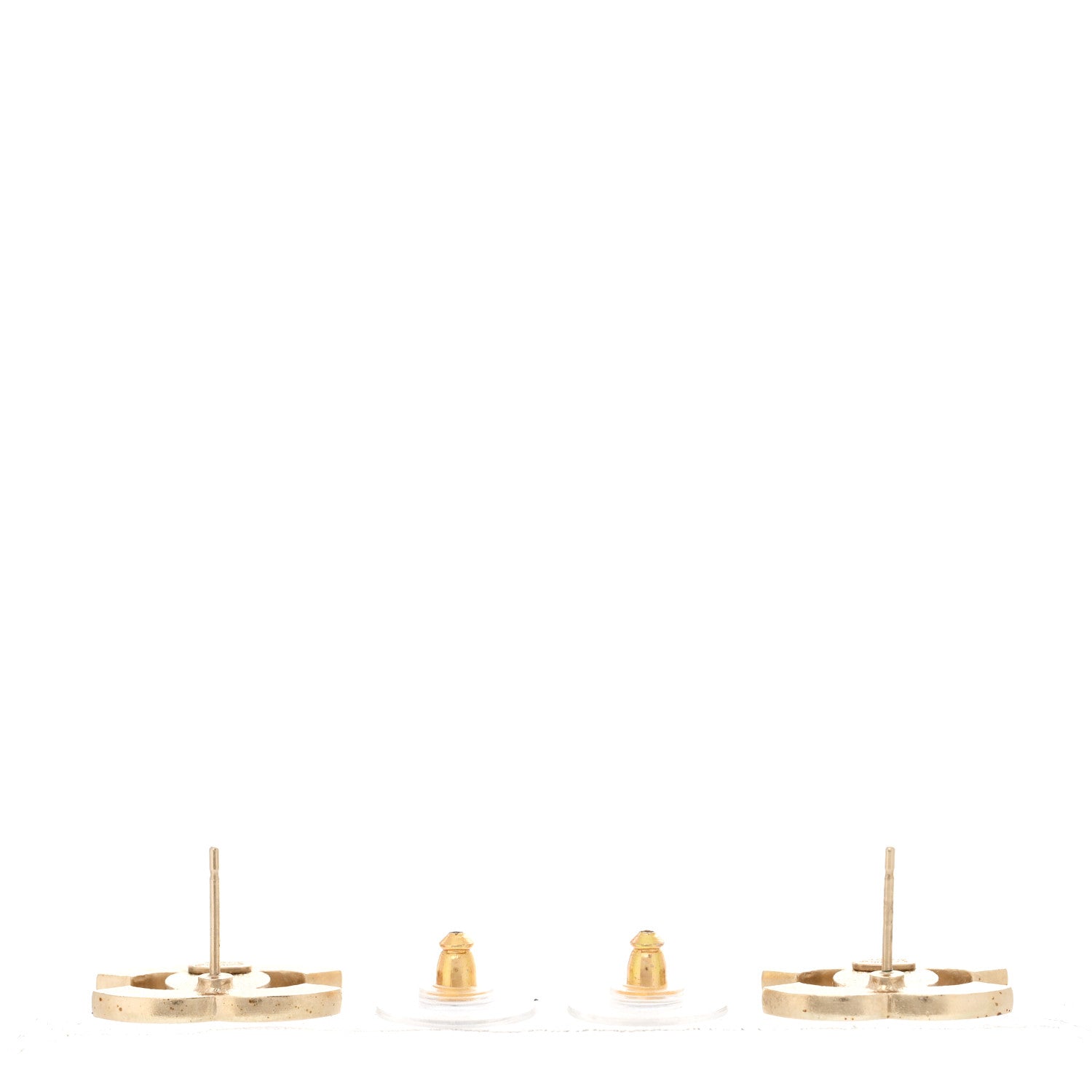 Chanel Enamel Striped CC Earrings Pink White Gold 3 of 4