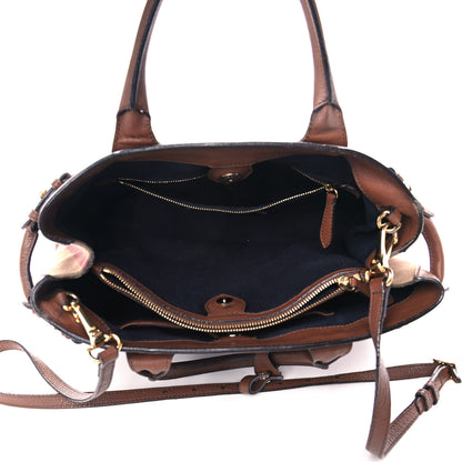 Burberry Grainy Calfskin House Check Medium Banner Tote Tan 5 of 17