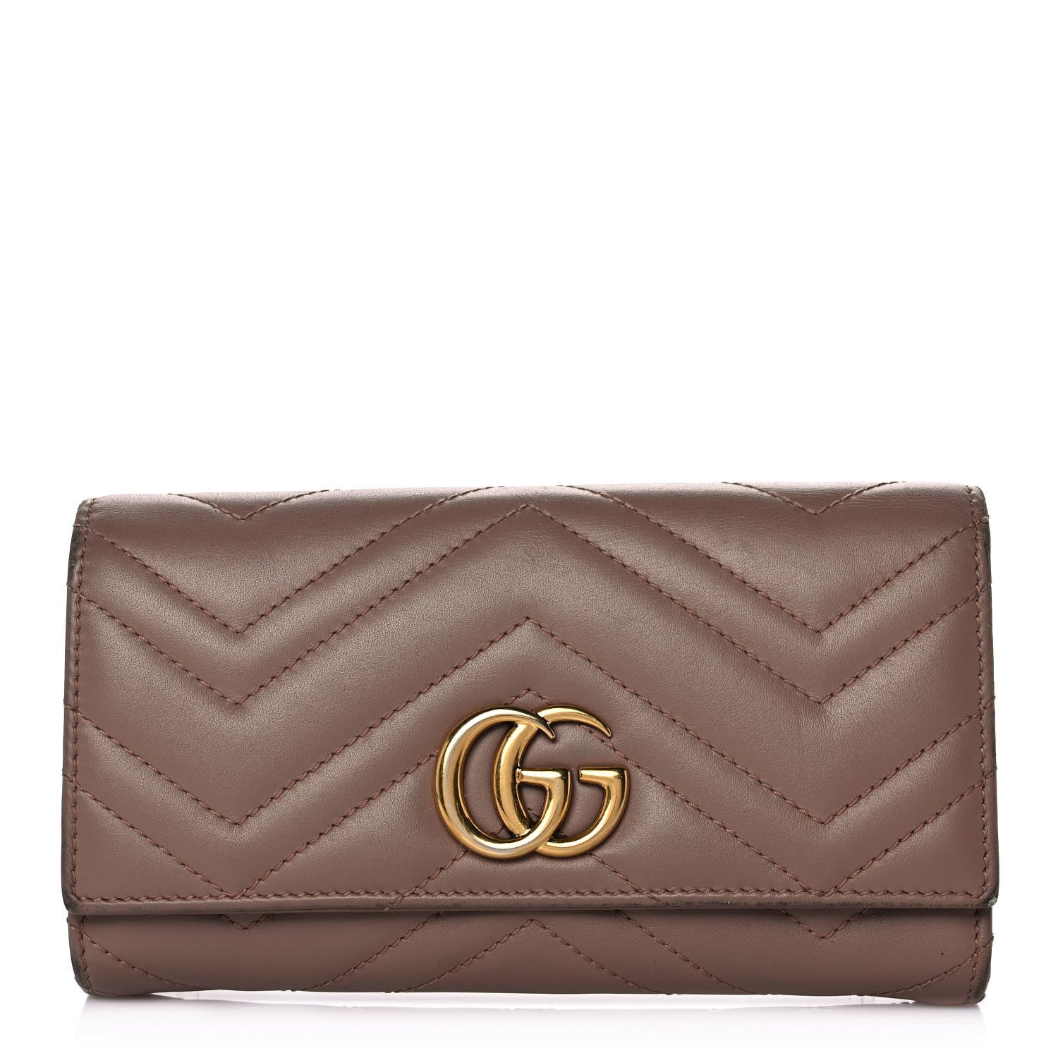 Gucci Calfskin Matelasse GG Marmont Continental Wallet Porcelain Rose 1 of 13