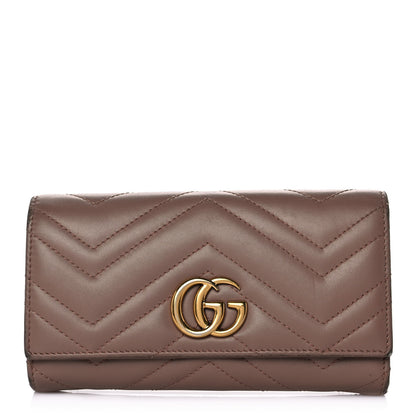 Gucci Calfskin Matelasse GG Marmont Continental Wallet Porcelain Rose 1 of 13
